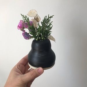Black handmade ceramic bud vase